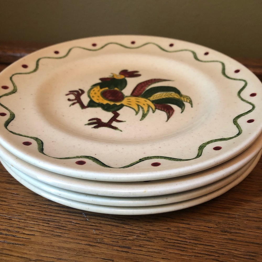 Lunch plates Metlox Poppytrail green rooster